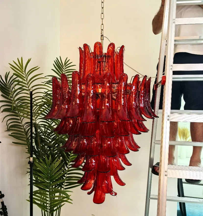 Murano Crimson Cascade Chandelier - Yiarolight