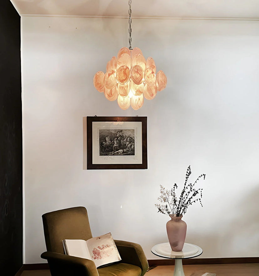 Murano Pink Disks Chandelier - Yiarolight