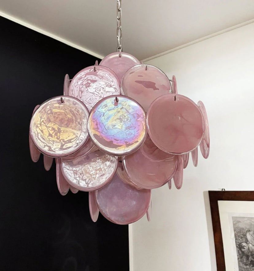 Murano Pink Disks Chandelier - Yiarolight