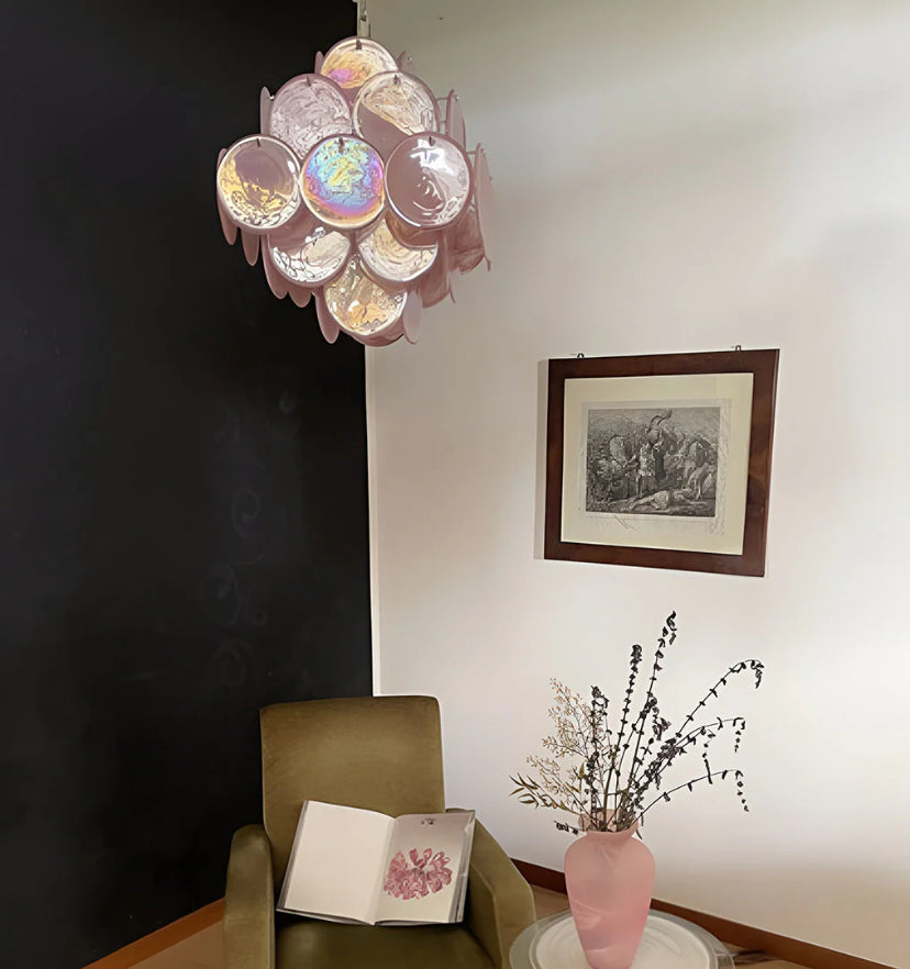 Murano Pink Disks Chandelier - Yiarolight