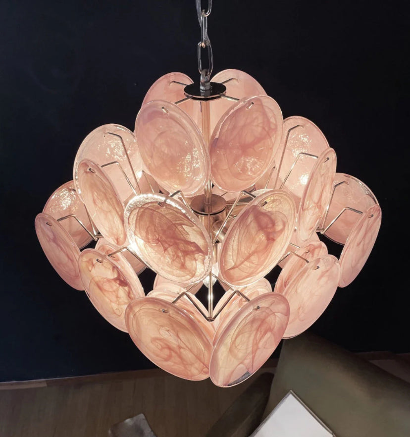 Murano Pink Disks Chandelier - Yiarolight