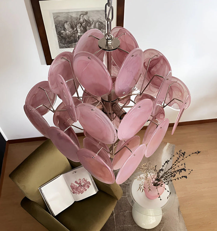 Murano Pink Disks Chandelier - Yiarolight