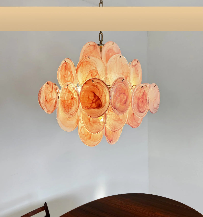 Murano Pink Disks Chandelier - Yiarolight