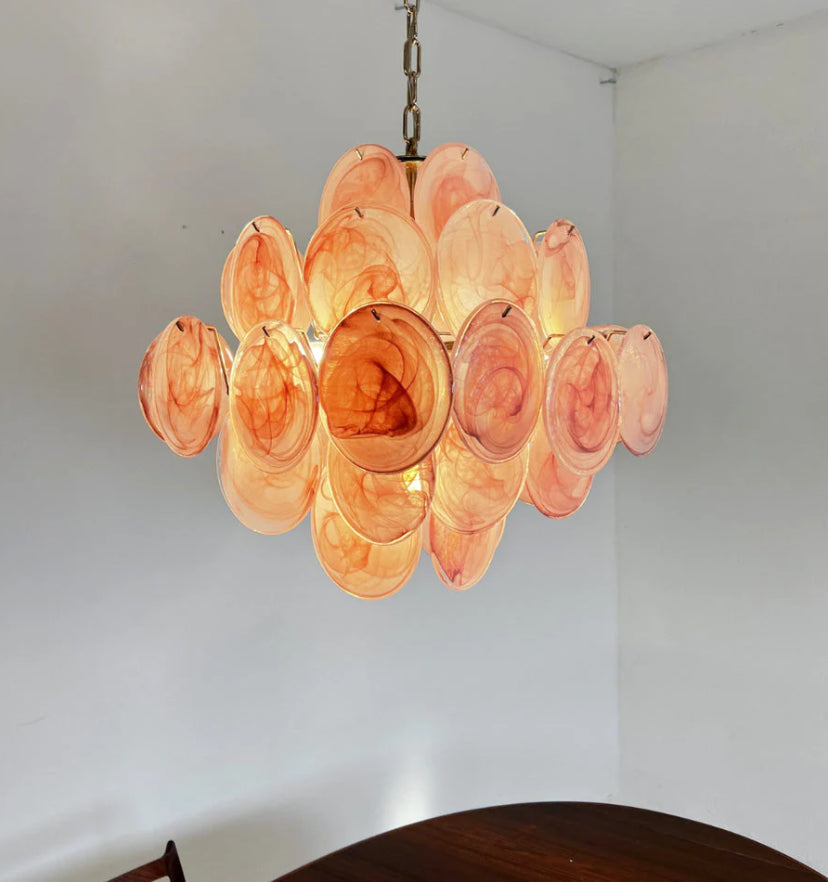 Murano Pink Disks Chandelier - Yiarolight