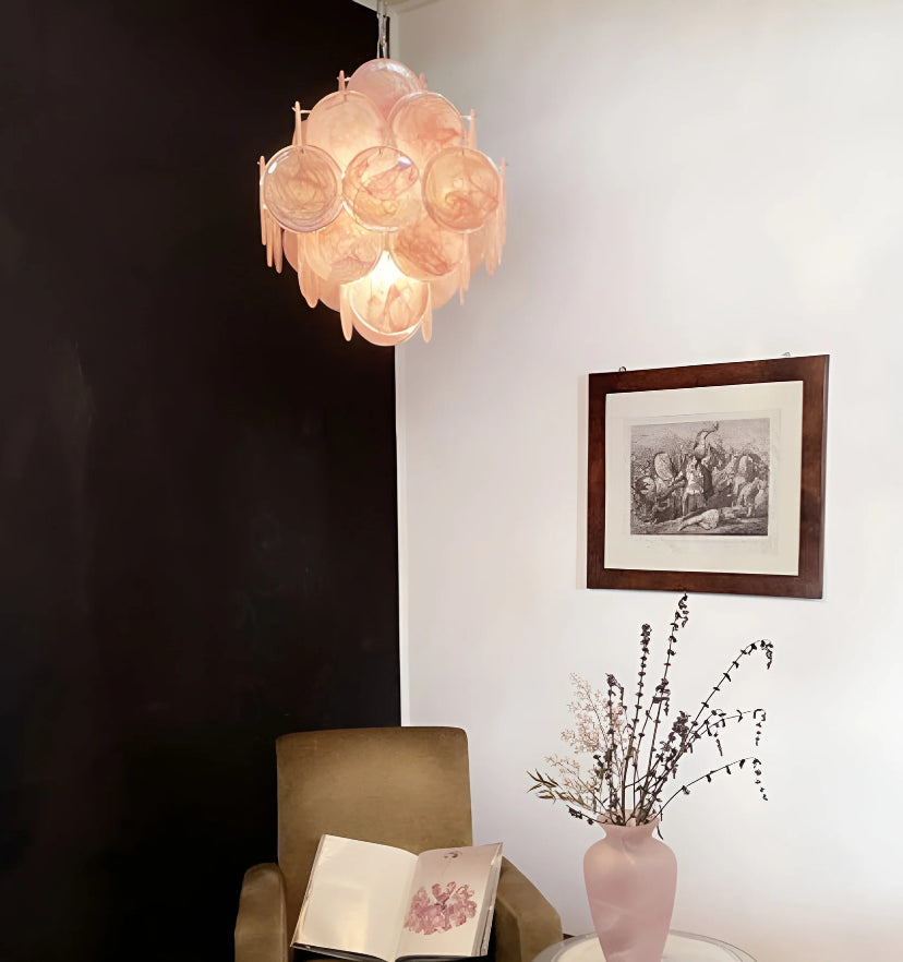 Murano Pink Disks Chandelier - Yiarolight