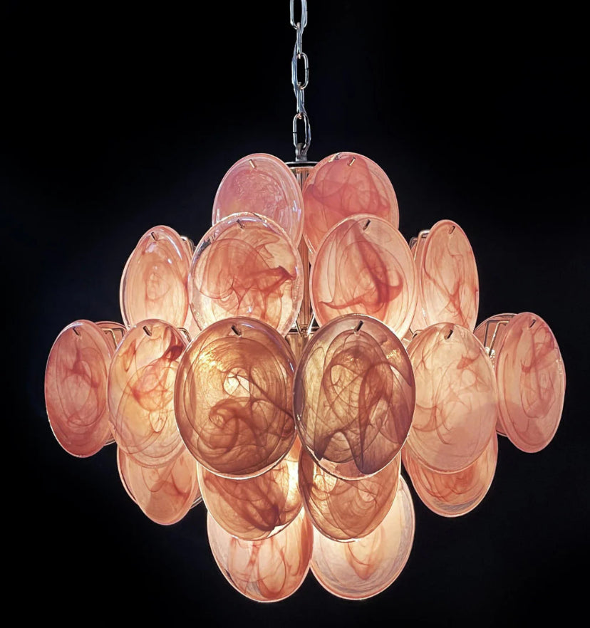 Murano Pink Disks Chandelier - Yiarolight