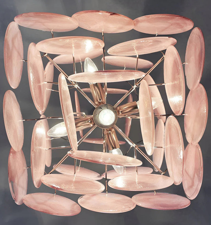 Murano Pink Disks Chandelier - Yiarolight