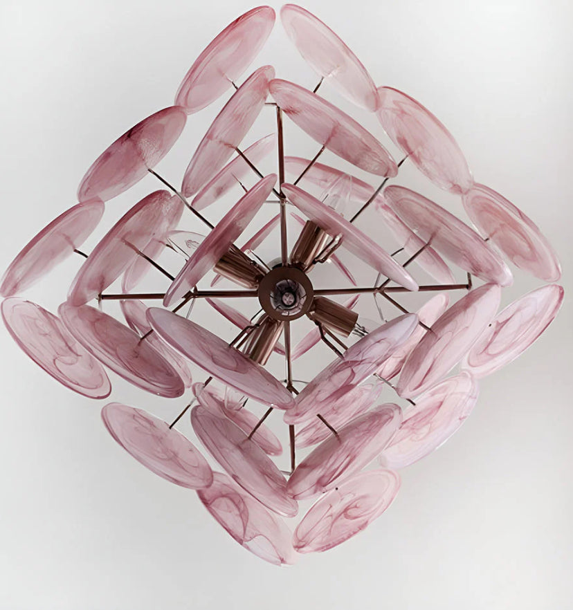 Murano Pink Disks Chandelier - Yiarolight