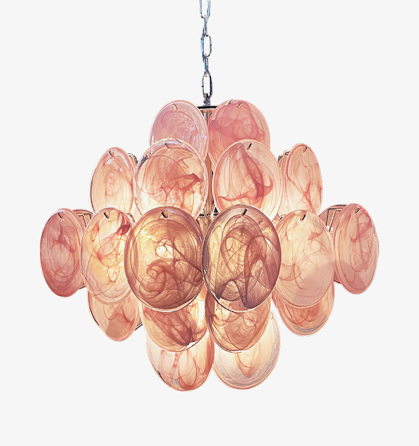 Murano Pink Disks Chandelier - Yiarolight