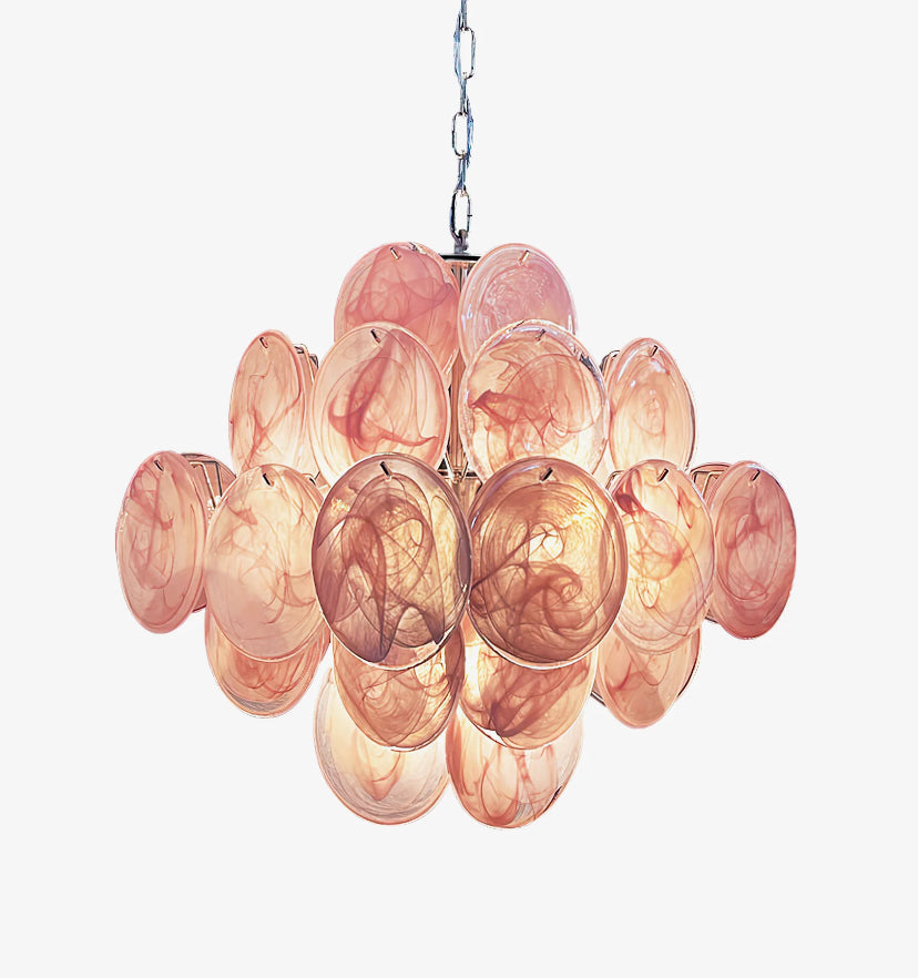 Murano Pink Disks Chandelier - Yiarolight