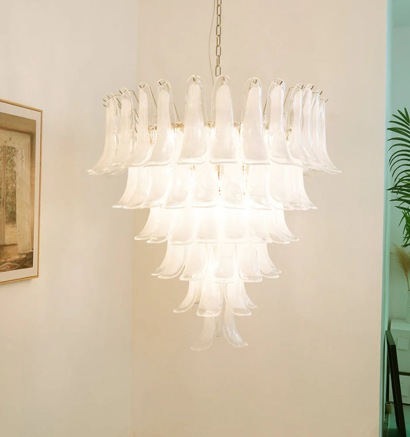 Murano White Glass Petals Chandelier - Yiarolight