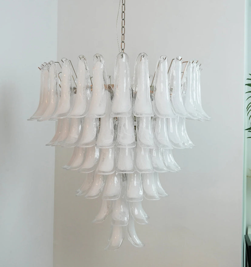 Murano White Glass Petals Chandelier - Yiarolight