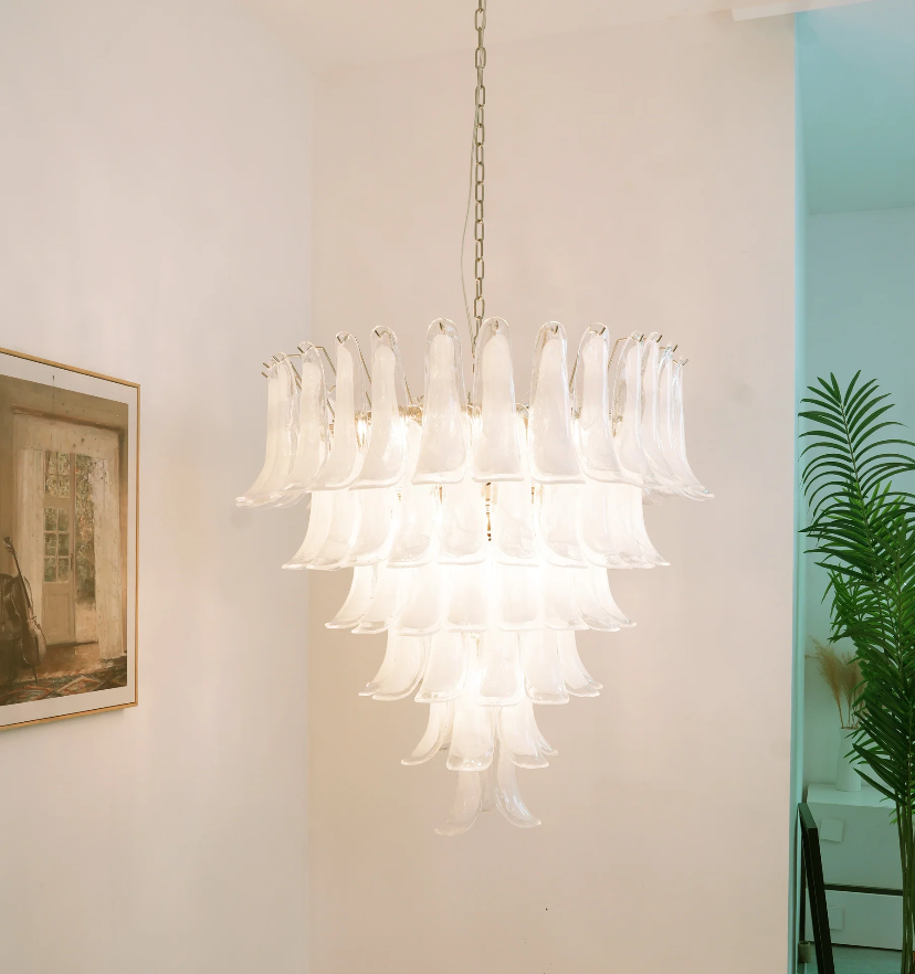 Murano White Glass Petals Chandelier - Yiarolight