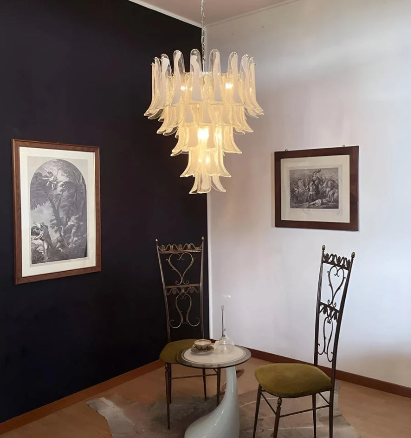 Murano White Glass Petals Chandelier - Yiarolight