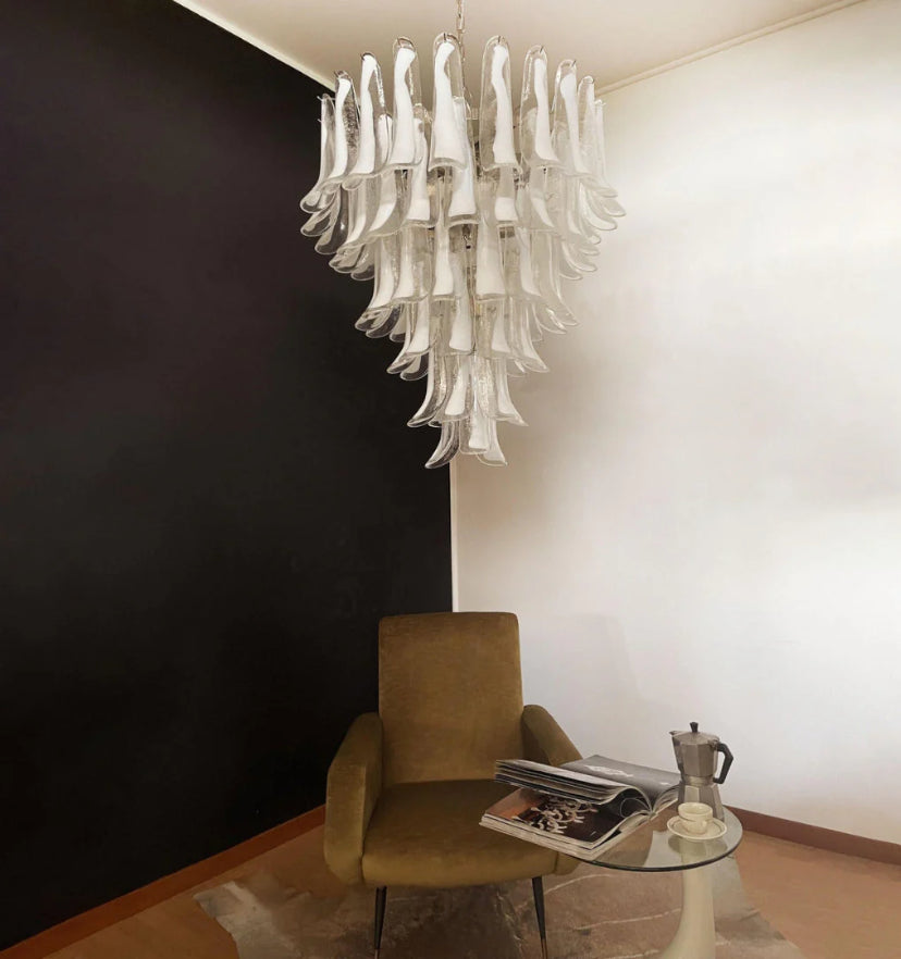 Murano White Glass Petals Chandelier - Yiarolight