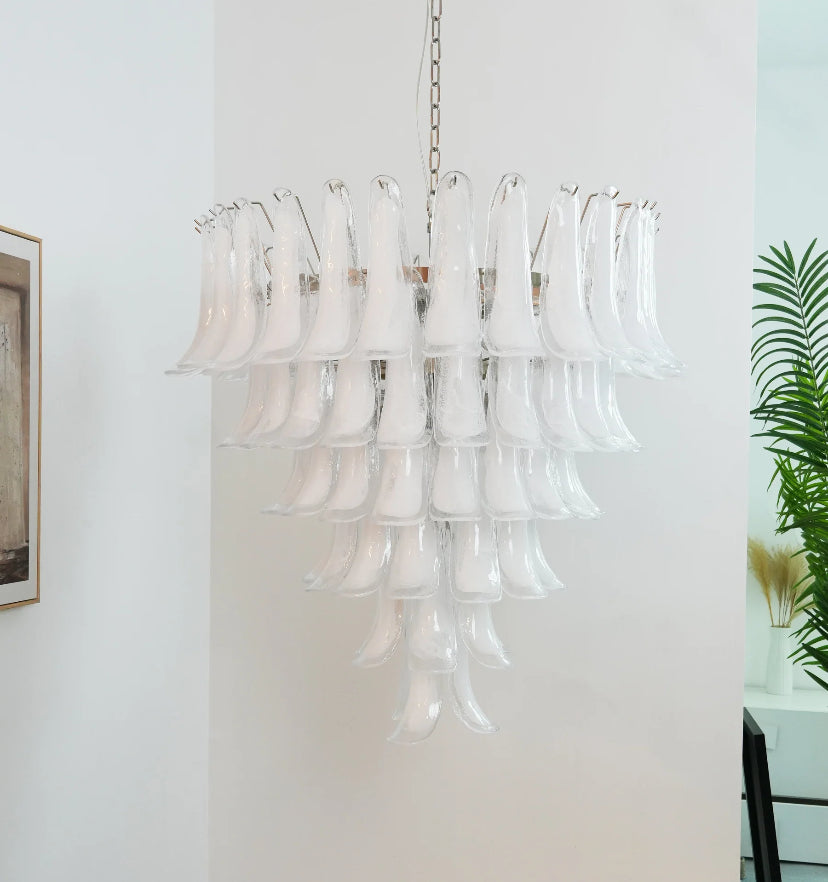 Murano White Glass Petals Chandelier - Yiarolight
