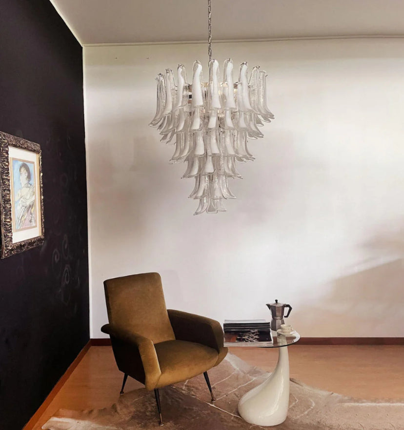 Murano White Glass Petals Chandelier - Yiarolight