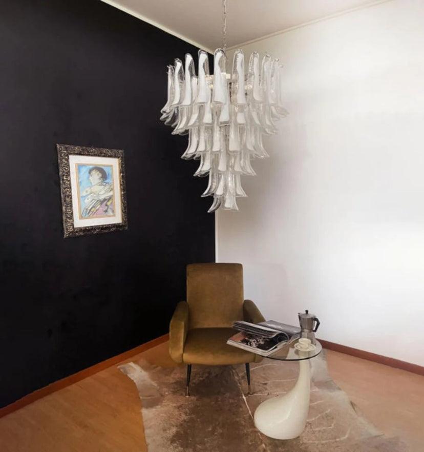 Murano White Glass Petals Chandelier - Yiarolight