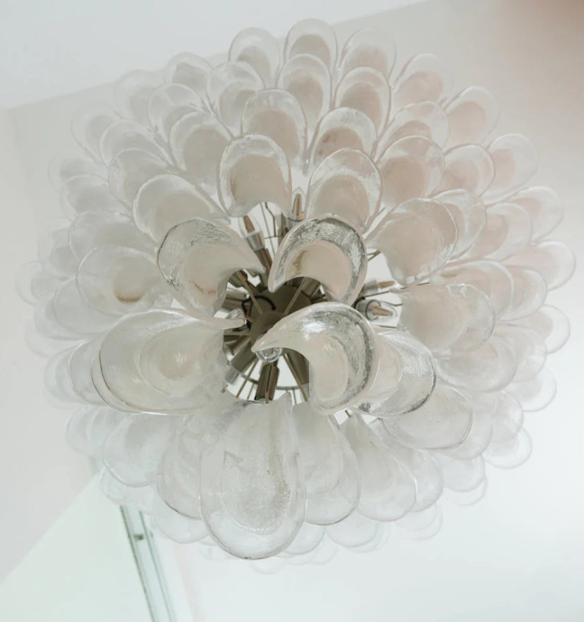 Murano White Glass Petals Chandelier - Yiarolight