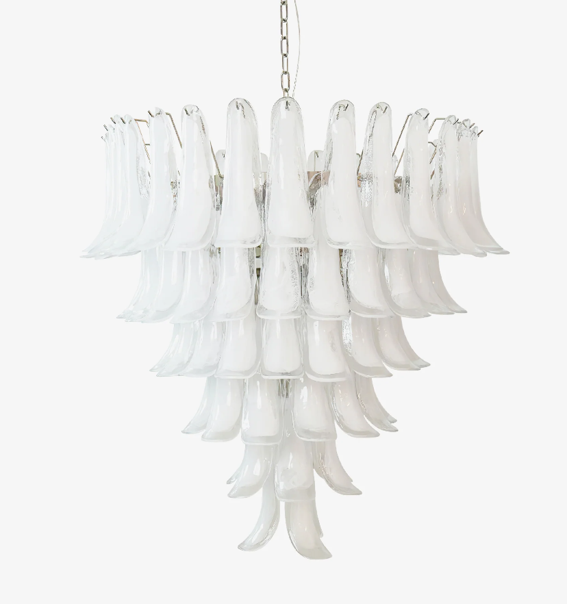Murano White Glass Petals Chandelier - Yiarolight