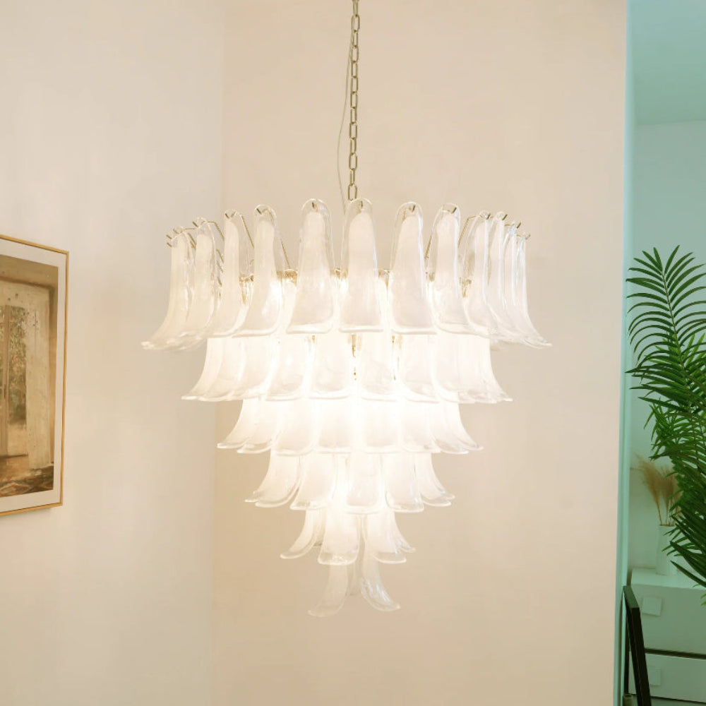 Murano White Glass Petals Chandelier - Yiarolight