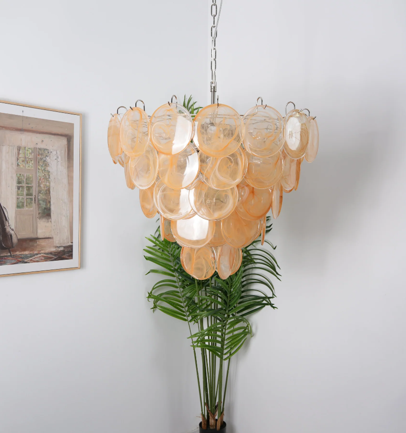 Orange Murano Disc Chandelier - Yiarolight