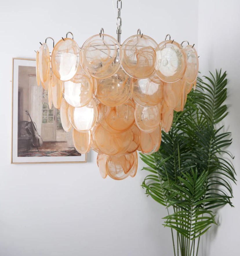 Orange Murano Disc Chandelier - Yiarolight