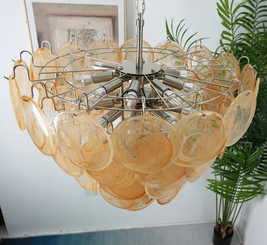 Orange Murano Disc Chandelier - Yiarolight