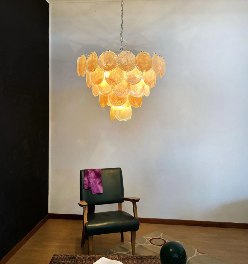 Orange Murano Disc Chandelier - Yiarolight