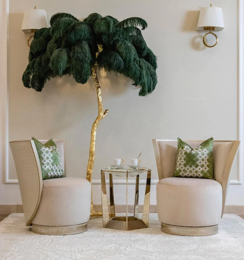 Ostrich Feather Brass Floor Lamp - Yiarolight