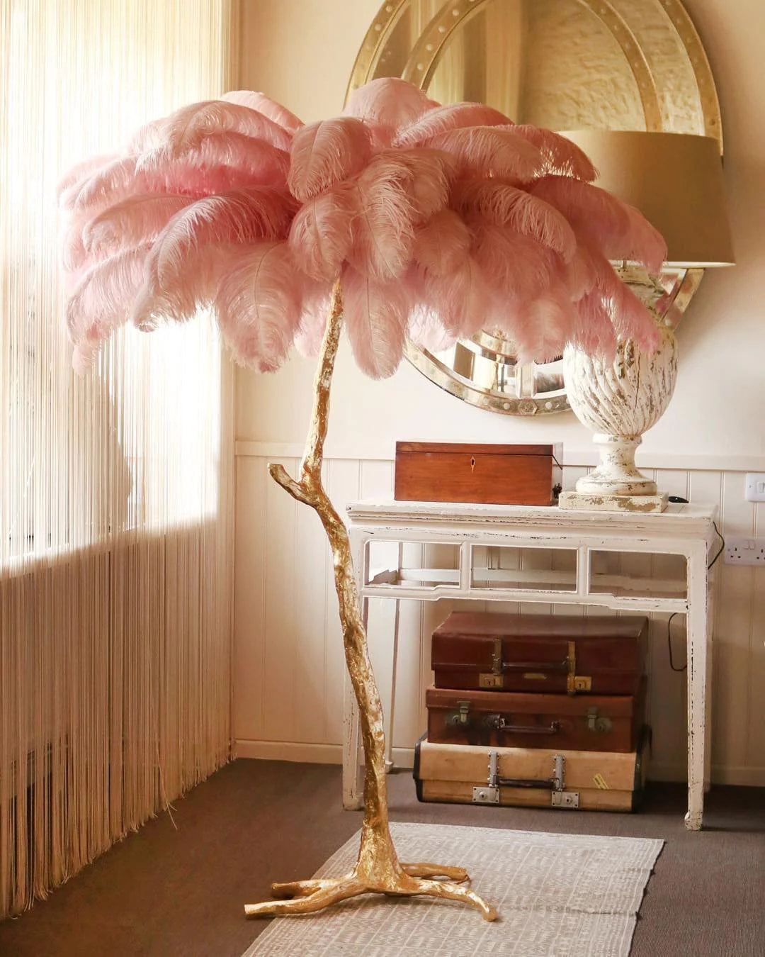 Ostrich Feather Brass Floor Lamp - Yiarolight