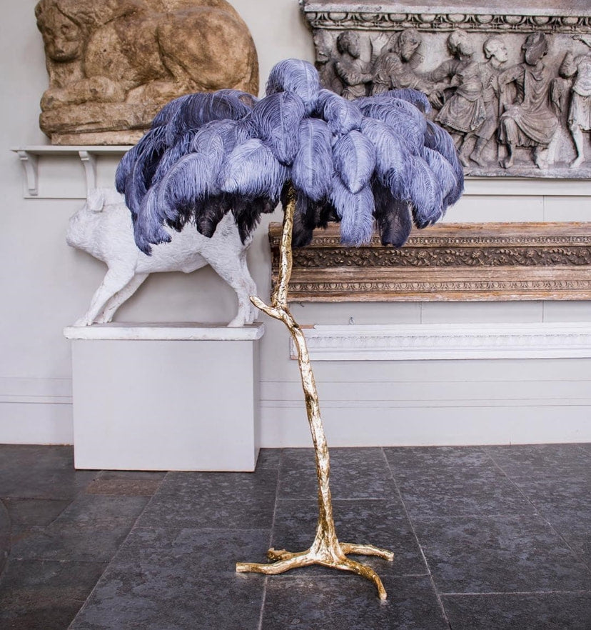 Ostrich Feather Brass Floor Lamp - Yiarolight