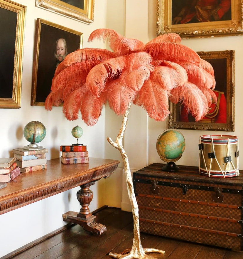 Ostrich Feather Brass Floor Lamp - Yiarolight