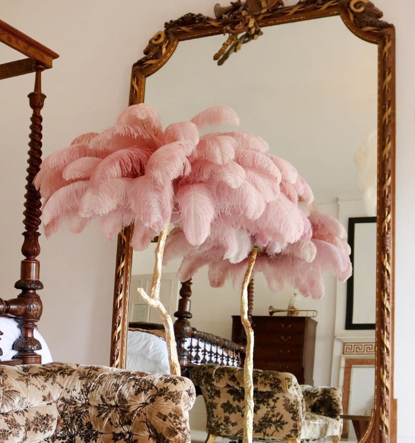 Ostrich Feather Brass Floor Lamp - Yiarolight