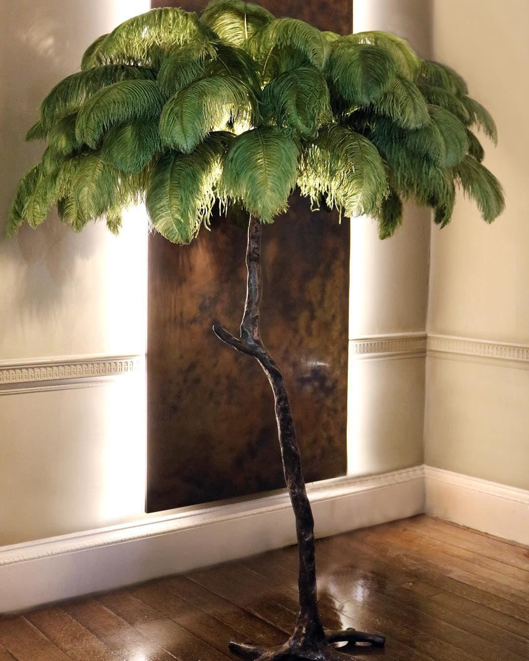Ostrich Feather Brass Floor Lamp - Yiarolight
