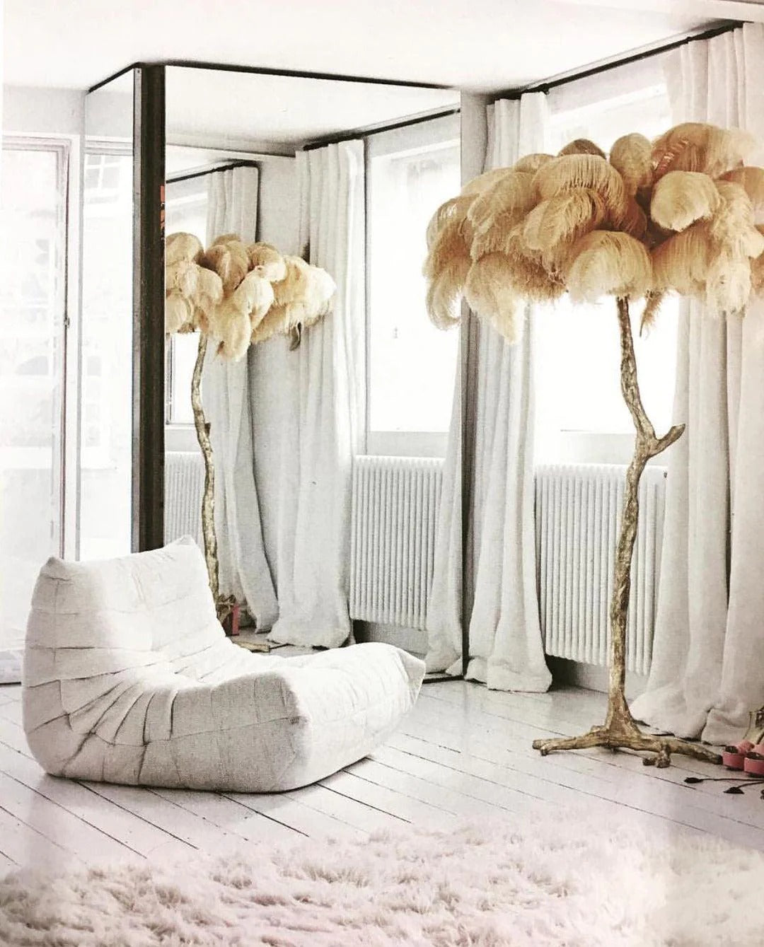 Ostrich Feather Brass Floor Lamp - Yiarolight