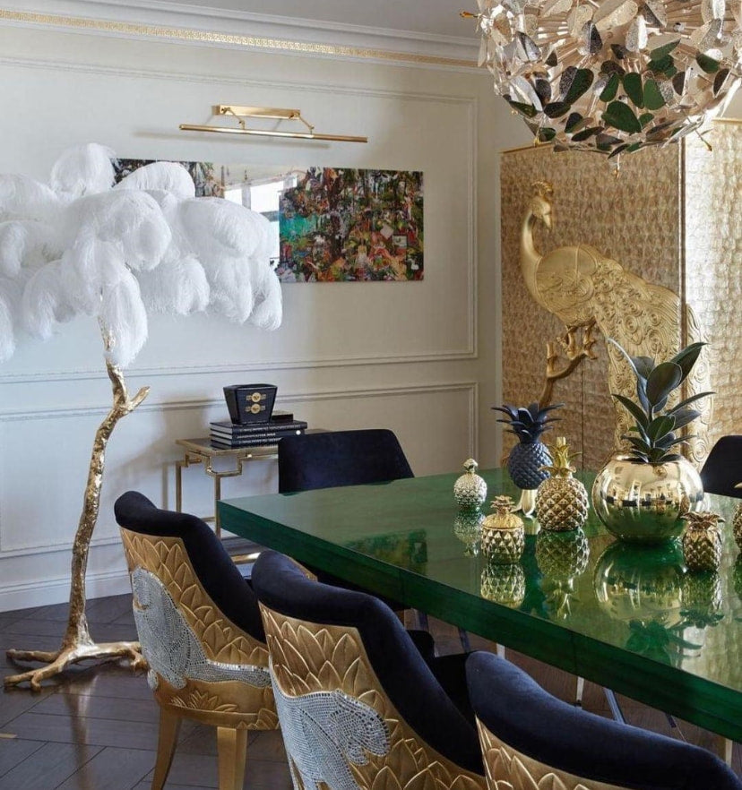 Ostrich Feather Brass Floor Lamp - Yiarolight