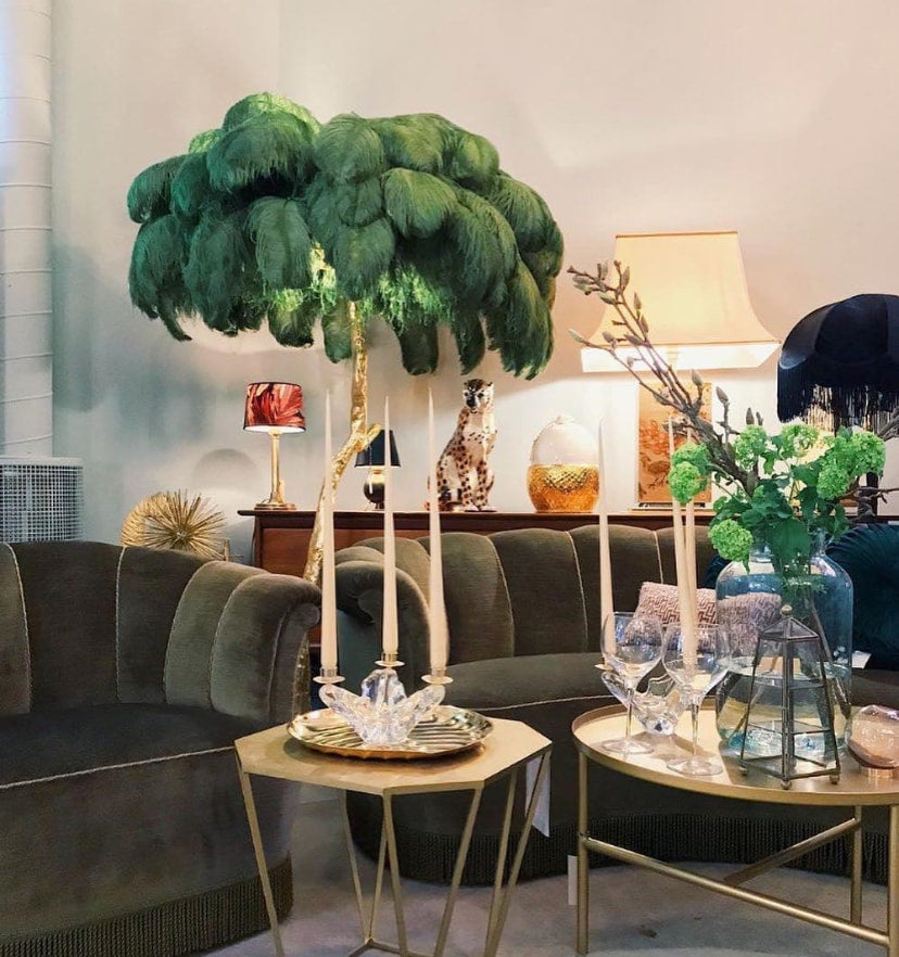 Ostrich Feather Brass Floor Lamp - Yiarolight