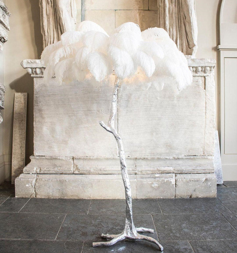 Ostrich Feather Brass Floor Lamp - Yiarolight