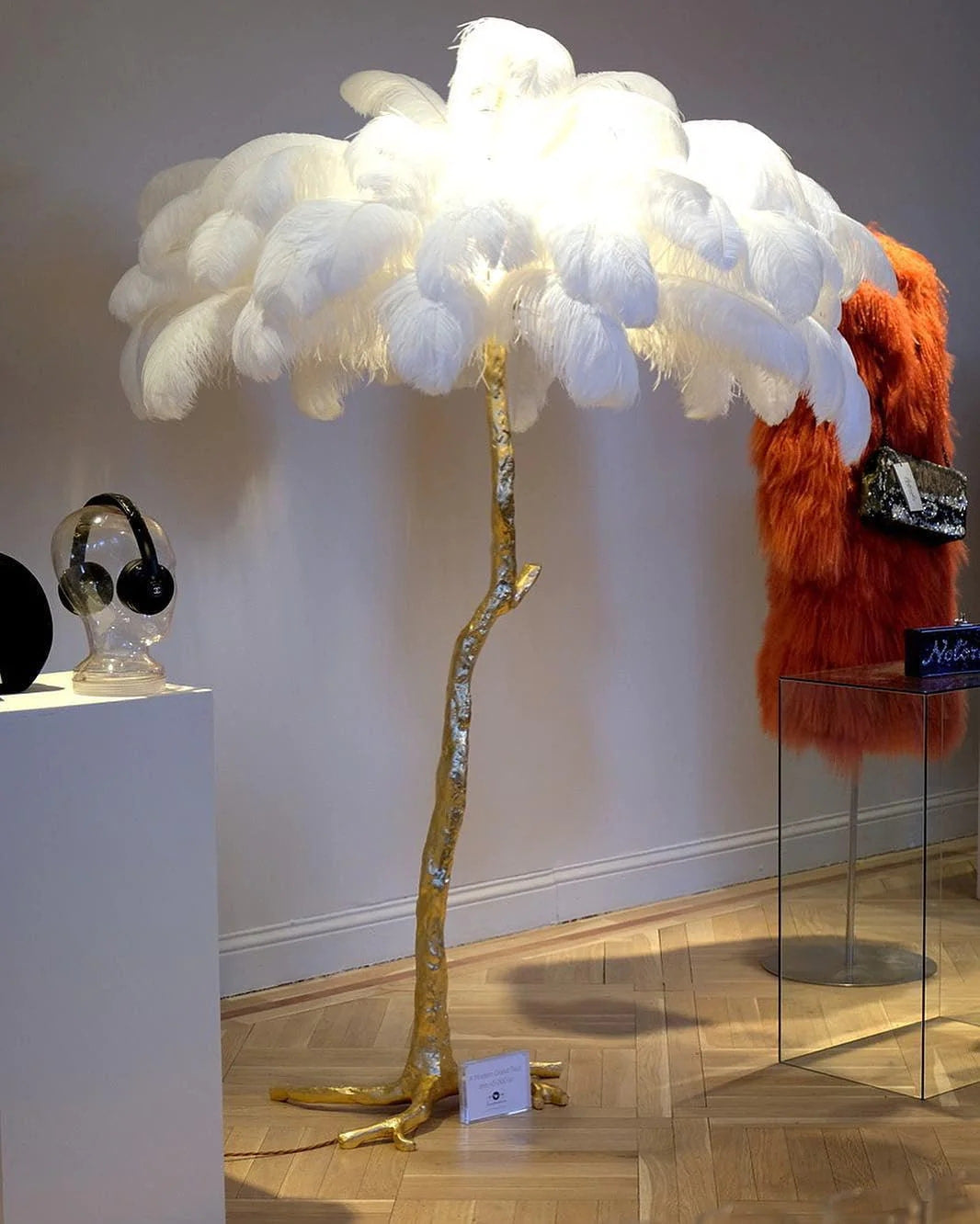 Ostrich Feather Brass Floor Lamp - Yiarolight