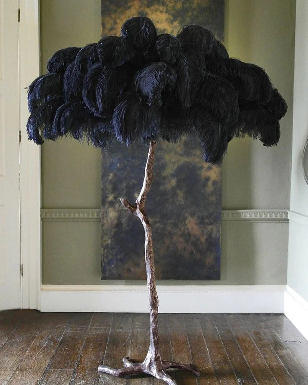 Ostrich Feather Brass Floor Lamp - Yiarolight