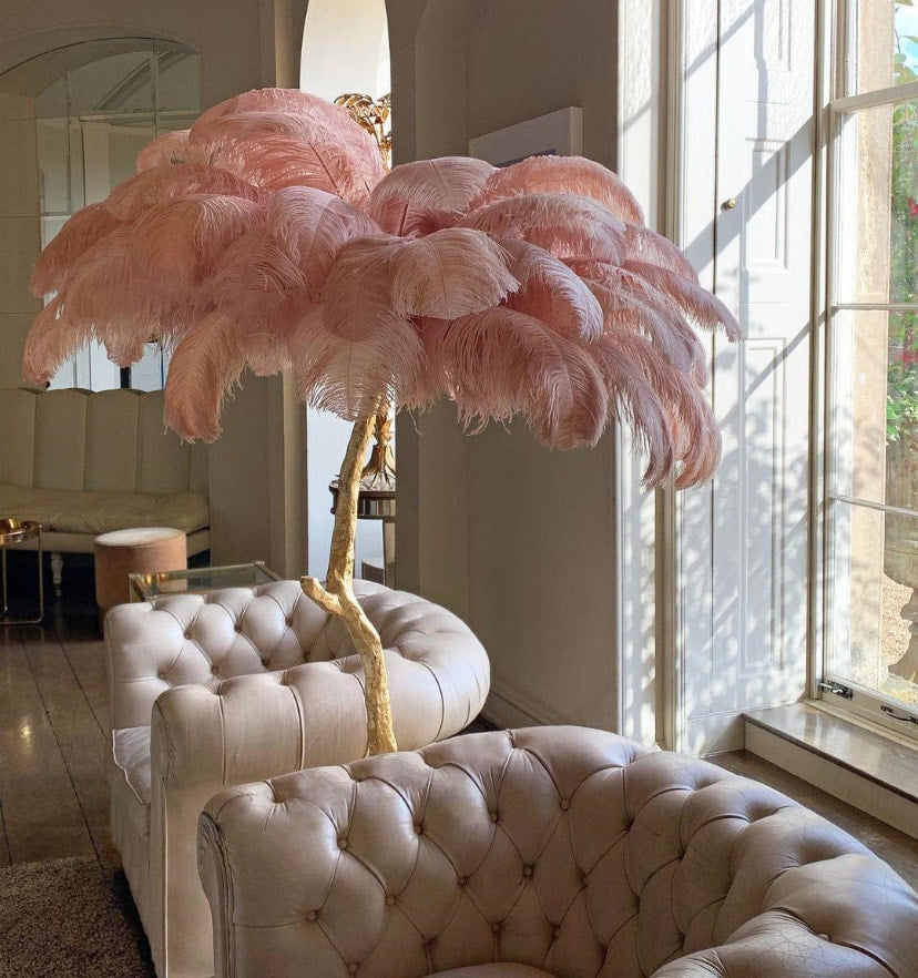 Ostrich Feather Brass Floor Lamp - Yiarolight
