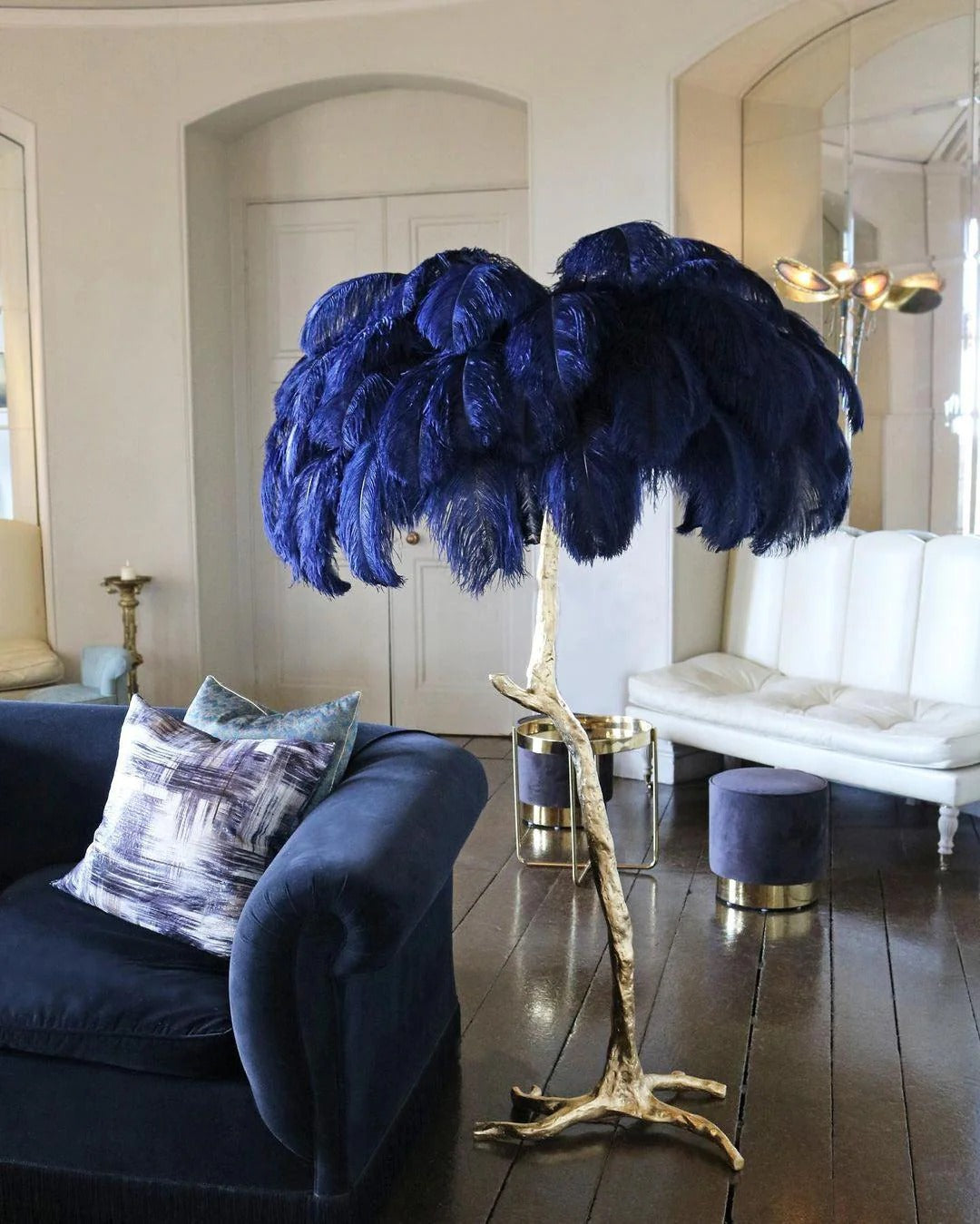 Ostrich Feather Brass Floor Lamp - Yiarolight