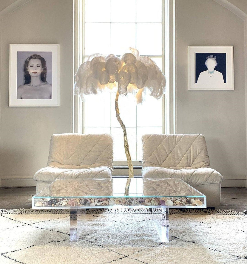 Ostrich Feather Brass Floor Lamp - Yiarolight