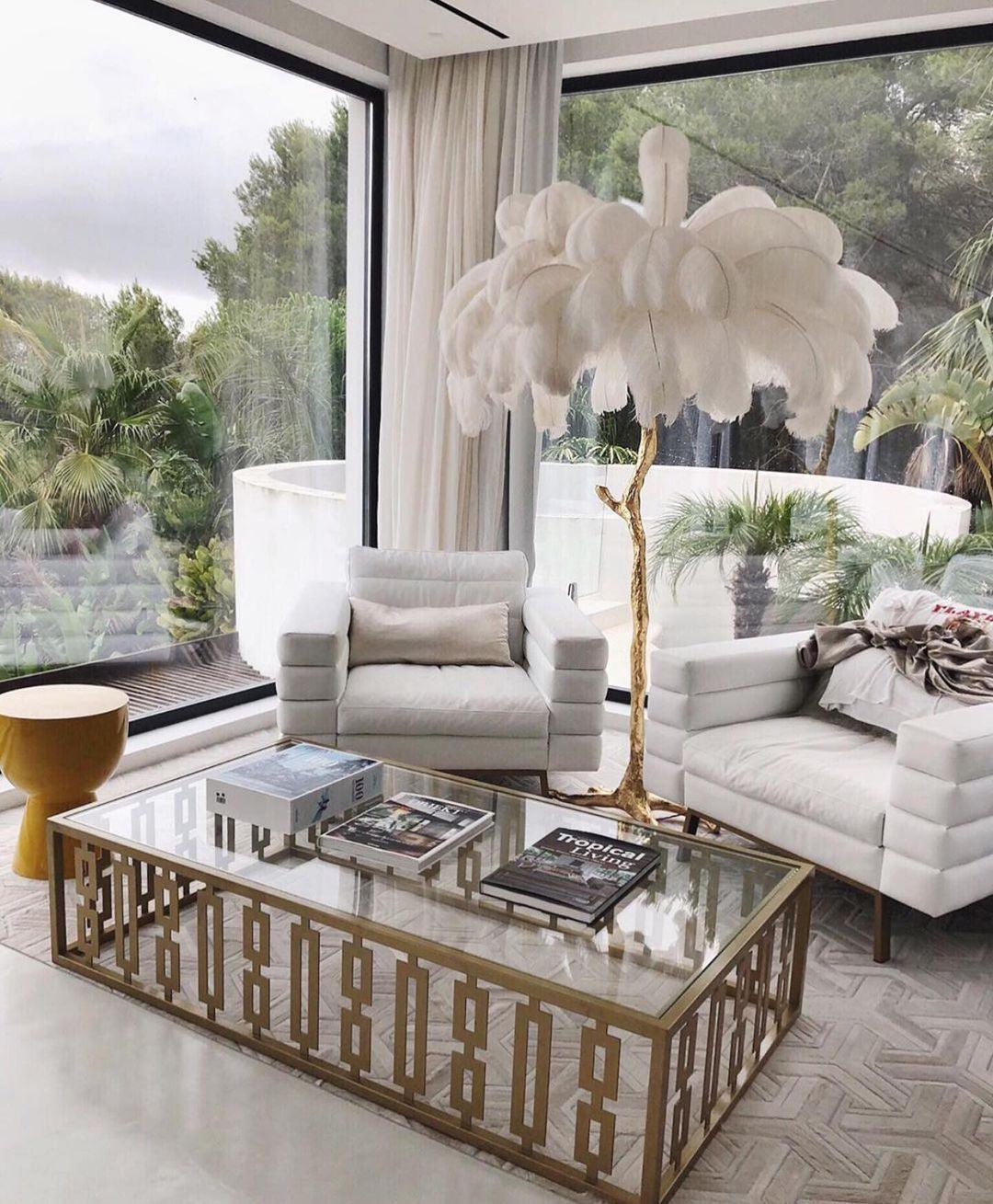 Ostrich Feather Brass Floor Lamp - Yiarolight