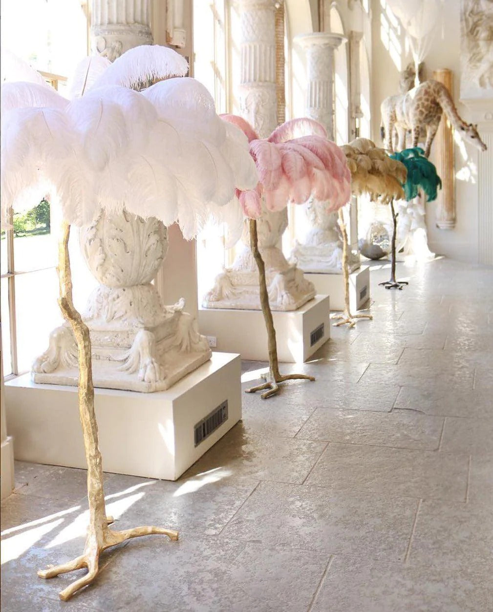 Ostrich Feather Brass Floor Lamp - Yiarolight