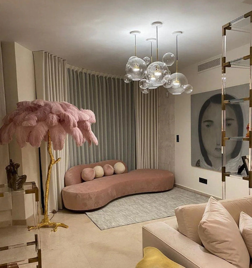 Ostrich Feather Brass Floor Lamp - Yiarolight