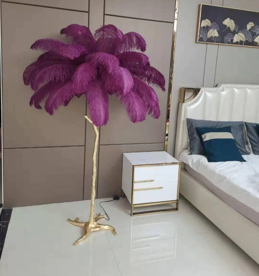 Ostrich Feather Brass Floor Lamp - Yiarolight