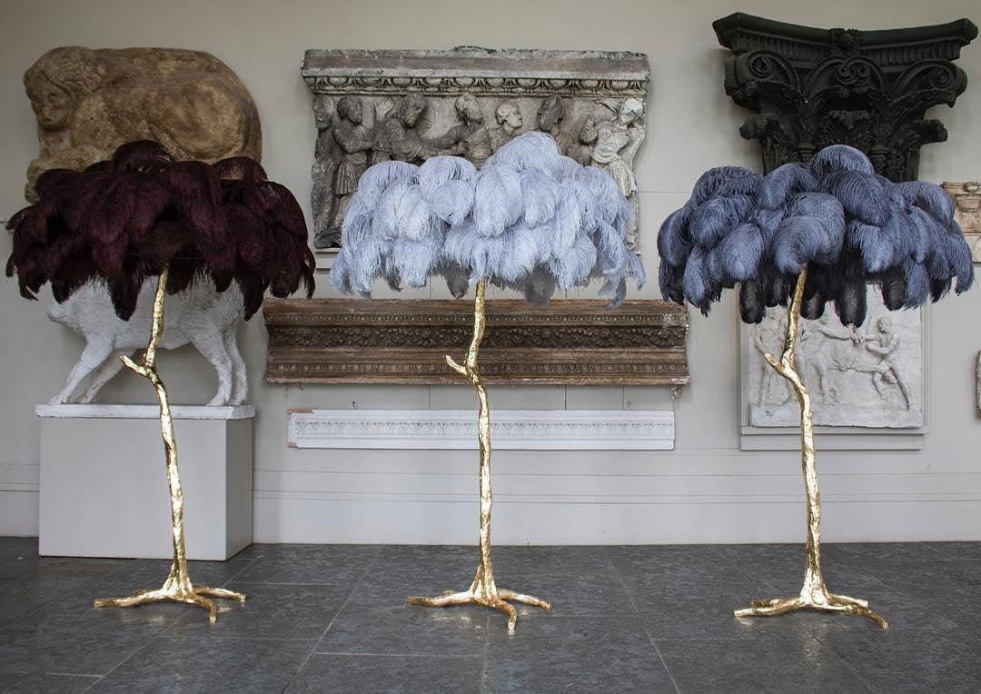 Ostrich Feather Brass Floor Lamp - Yiarolight