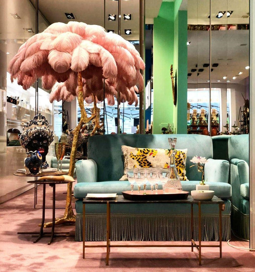 Ostrich Feather Brass Floor Lamp - Yiarolight